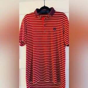 Greyson Red and Yellow Striped Polo with Contrast Collar